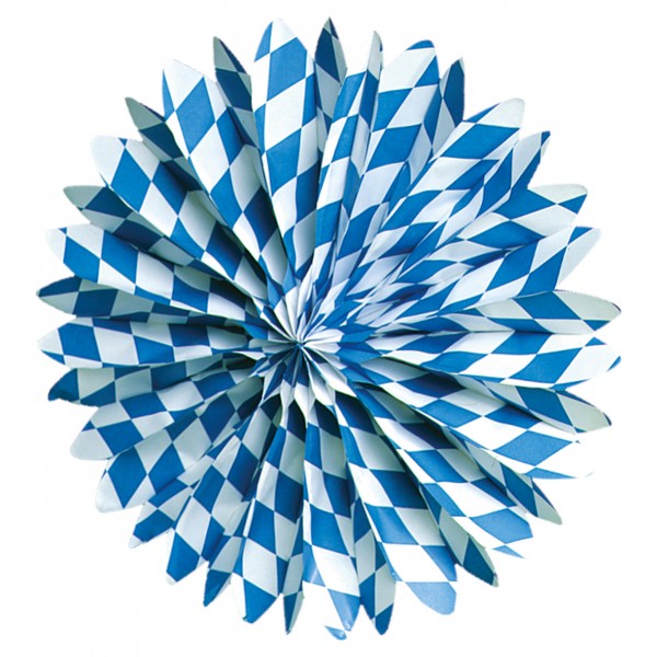 Eventail bavarois bleu et blanc 50 cm
