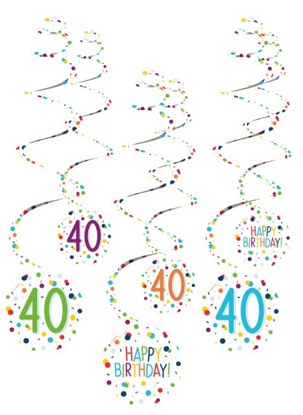 6 konfetti party 40. Wieszak spiralny 61cm