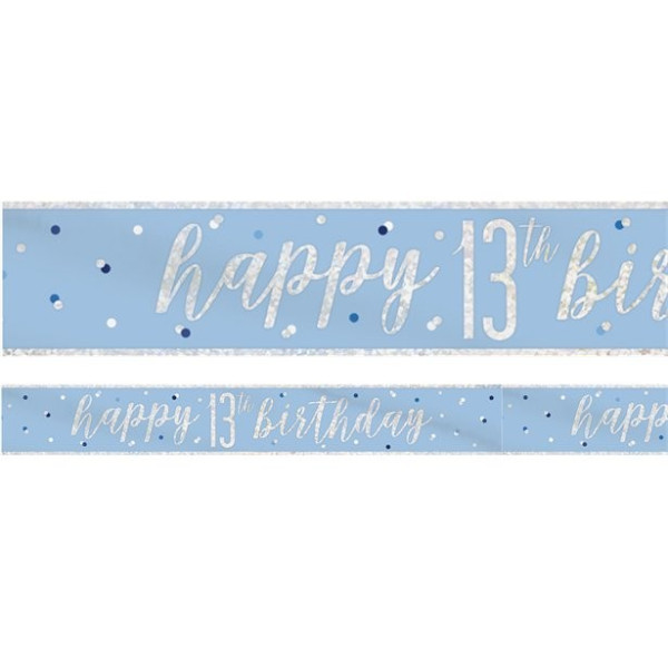 Banner per il 13 ° compleanno blu scintillante 2,75 m