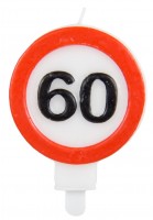 Traffic sign 60 cake candle 6cm