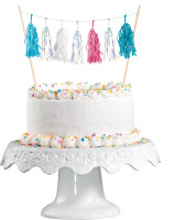 Tassel cake decoration blue-white-pink