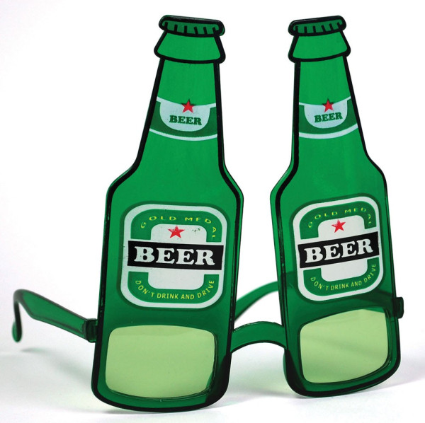 Green beer bottles party glasses