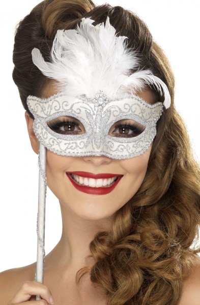 Elegant glitter oogmasker wit