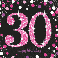 16 Pink 30th Birthday Servietten 33cm