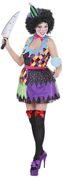 Costume de femme clown tueur coloré