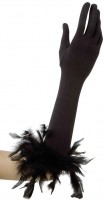 Zwarte dameshandschoenen met veren