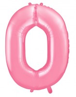 Oversigt: Nummer 0 folie ballon lyserød 86cm