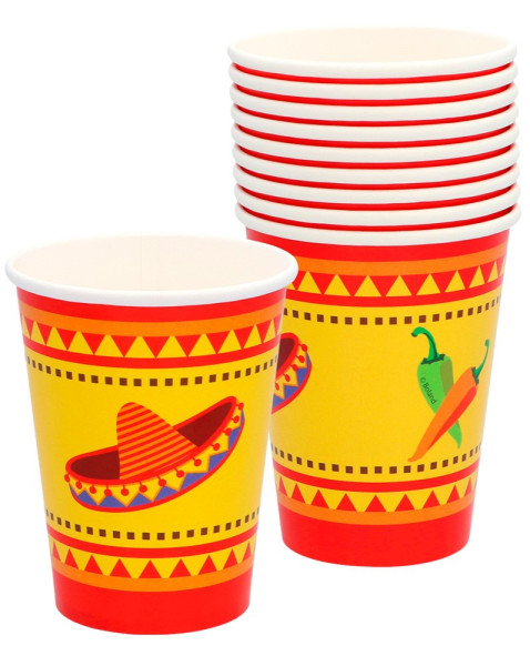 10 paper cups Mexican Fiesta 250ml