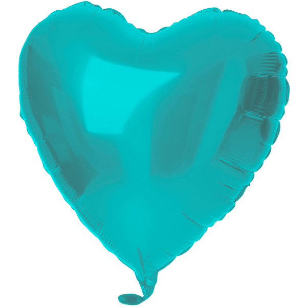 Hjärtfolieballong Crystal aqua 45cm