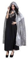 Preview: Elegant cape with hood in gray 170cm