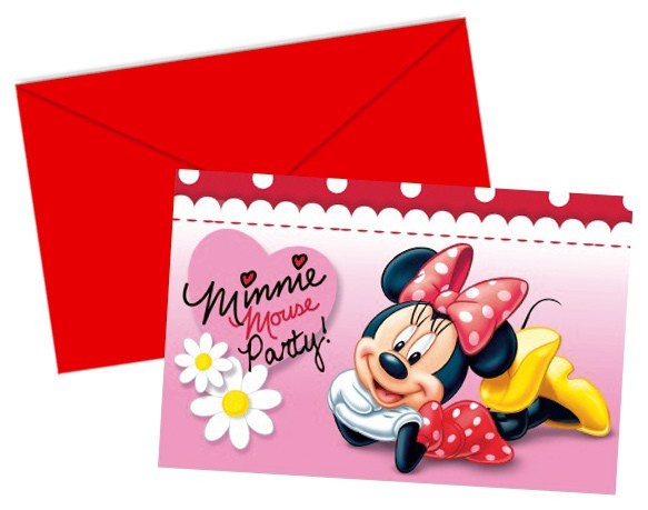 6 kart zaproszeń ze świata klejnotów Minnie Mouse
