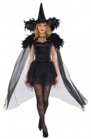 Feather-trimmed tulle cape