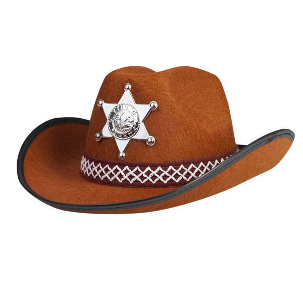 Chapeau de cowboy shérif marron pour enfant