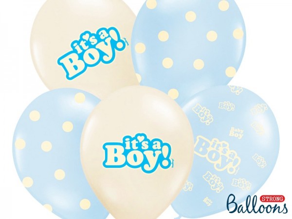 50 ballonger It´s a Boy vanilj babyblå