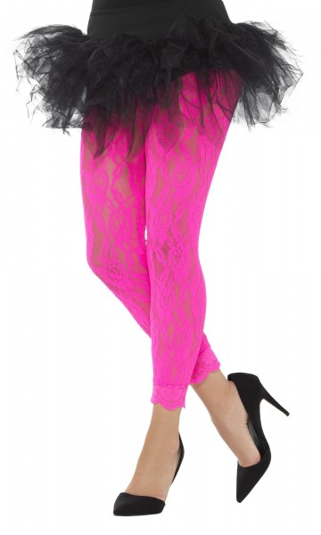 Neon pink lace leggings
