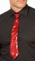 Krawat z błyszczących czerwonych cekinów