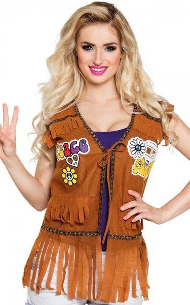 Brown hippie ladies fringed vest