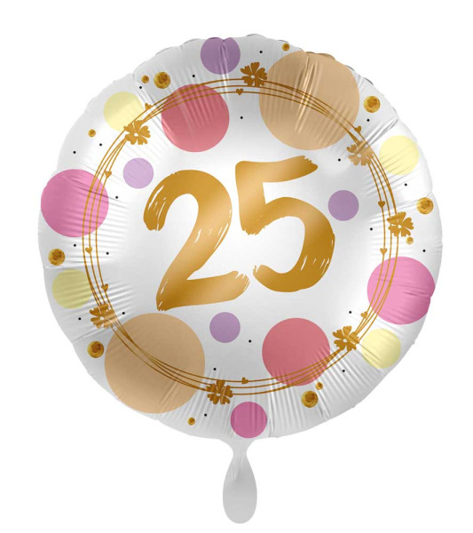 25e verjaardag ballon Happy Dots 45cm