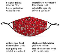 Preview: Red bandana mouth nose mask for adults