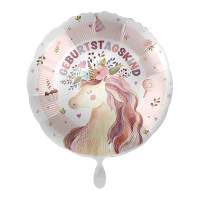 Foil Balloon Rosy Unicorn Bday 45cm