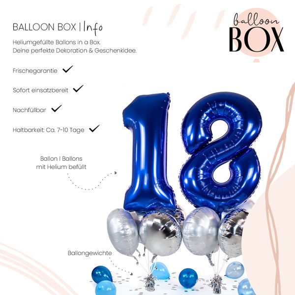 10 Heliumballons in der Box Blau 18 3