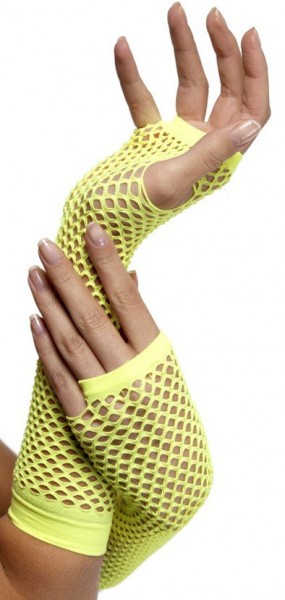 Siatkowe rękawiczki bez palców neonowożółte