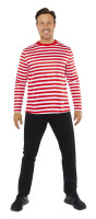 Striped shirt for men with red and white stripes