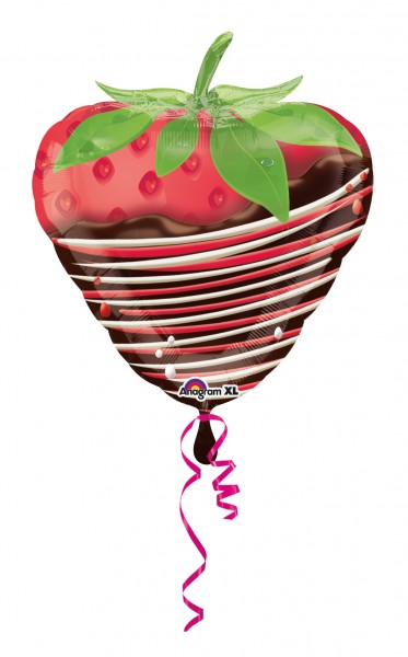 Folienballon Erdbeere mit Schokoguss
