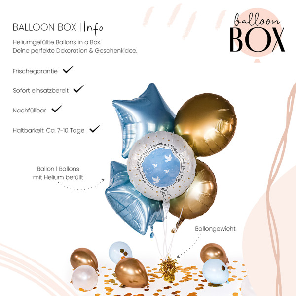 Heliumballon in der Box Taufe Kleines großes Glück Hellblau 3