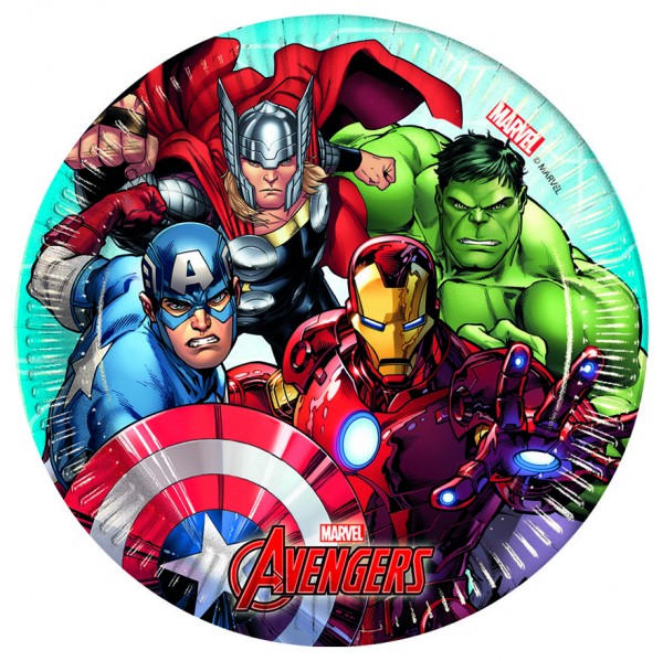 8 Avengers Heroes paper plates 20cm