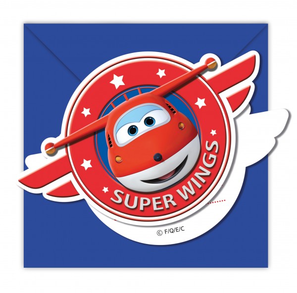 Tarjeta de invitación de 6 Super Wings Heroes Of The Skies