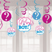 Girl or Boy Babyparty Spiralhänger 12-teilig