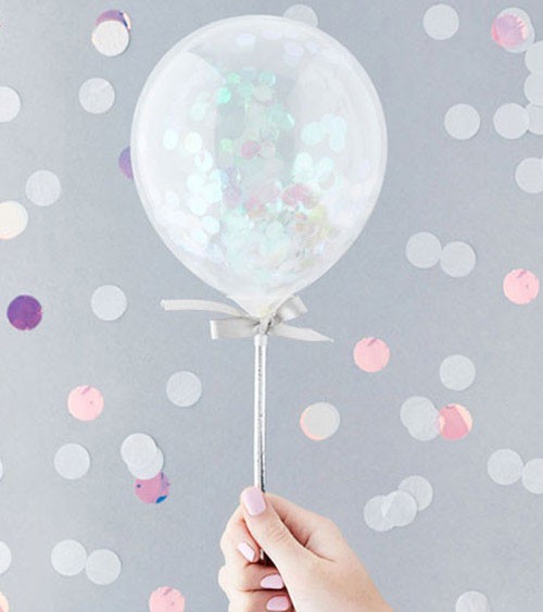 5 confetti stick balloons 12cm 2