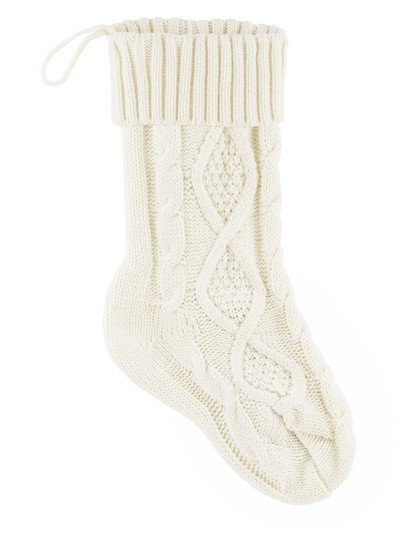 White gift knitted stocking 15.5 x 34cm