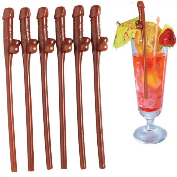 6 brown Billy Willy straws