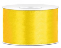 25m satin ribbon yellow 38mm wide