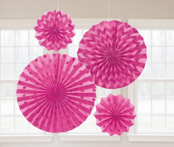 4 fan decorativi Pink glitter