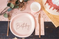 Vista previa: 40 cumpleaños 8 platos de papel elegante rubor oro rosa