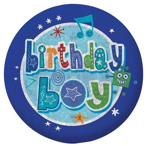 Holografischer Birthday Boy Button 5,5cm
