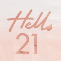 21 urodziny 16 serwetek w kolorze różowego złota 33 cm