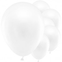 10 Partyhit metallic Ballons weiß 30cm