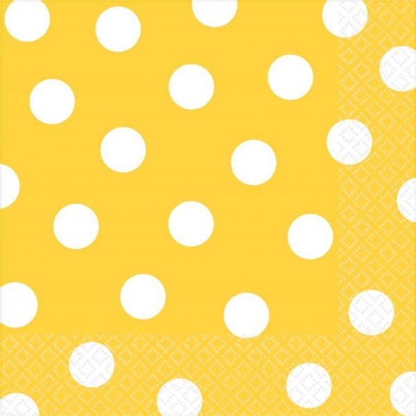 16 servilletas de lunares amarillos Lotta 33cm