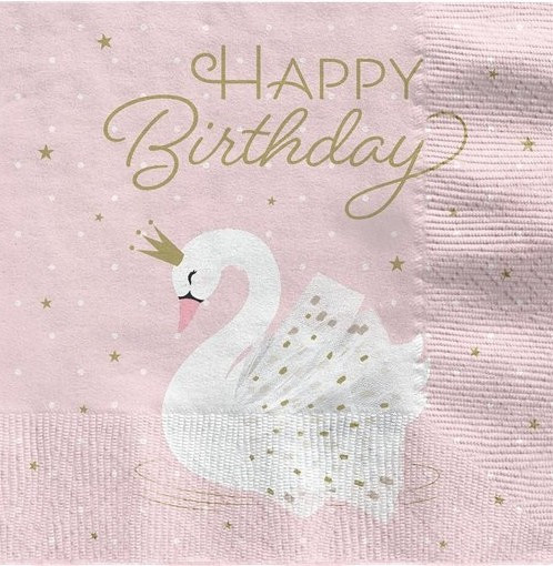 16 Royal Swan Birthday Servietten 33cm