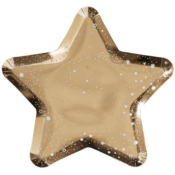 8-stjernet plade guld 26cm