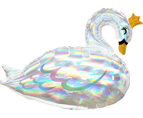 Shimmering silver swan foil balloon