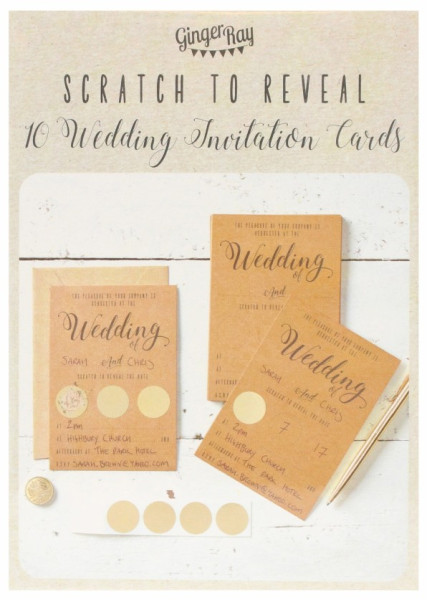10 Vintage Scratch Hochzeitseinladungskarten 3