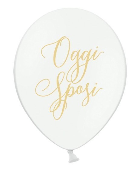 50 Oggi Sposi balloons white-gold 30cm