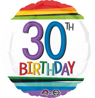 Folieballon Farverig 30-års fødselsdag