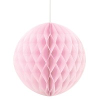 Decoratieve donzige honingraatbal roze 20cm