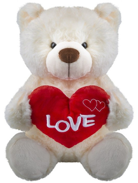 Love You Teddy Bear Vit 34cm